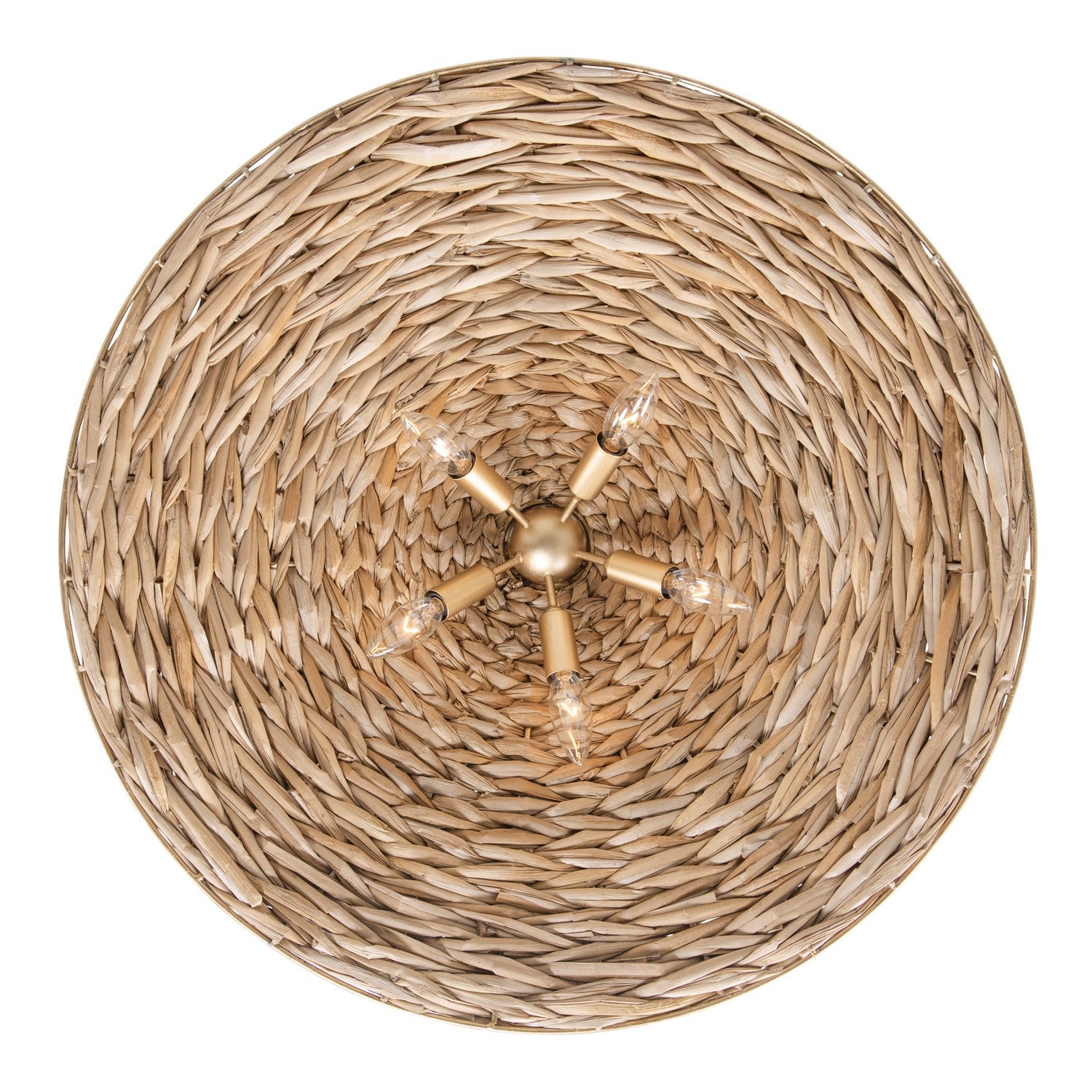 Varaluz - 502P05FGN - Five Light Pendant - Hilton Head - French Gold/Natural Seagrass