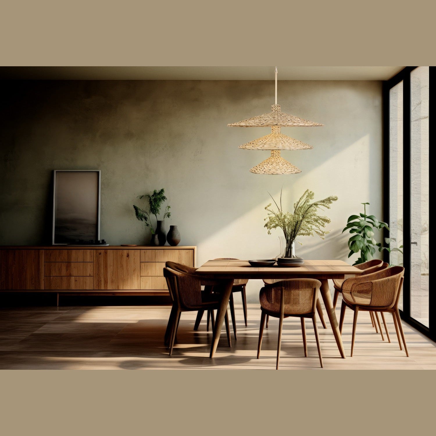 Varaluz - 502P15FGN - 15 Light Pendant - Hilton Head - French Gold/Natural Seagrass
