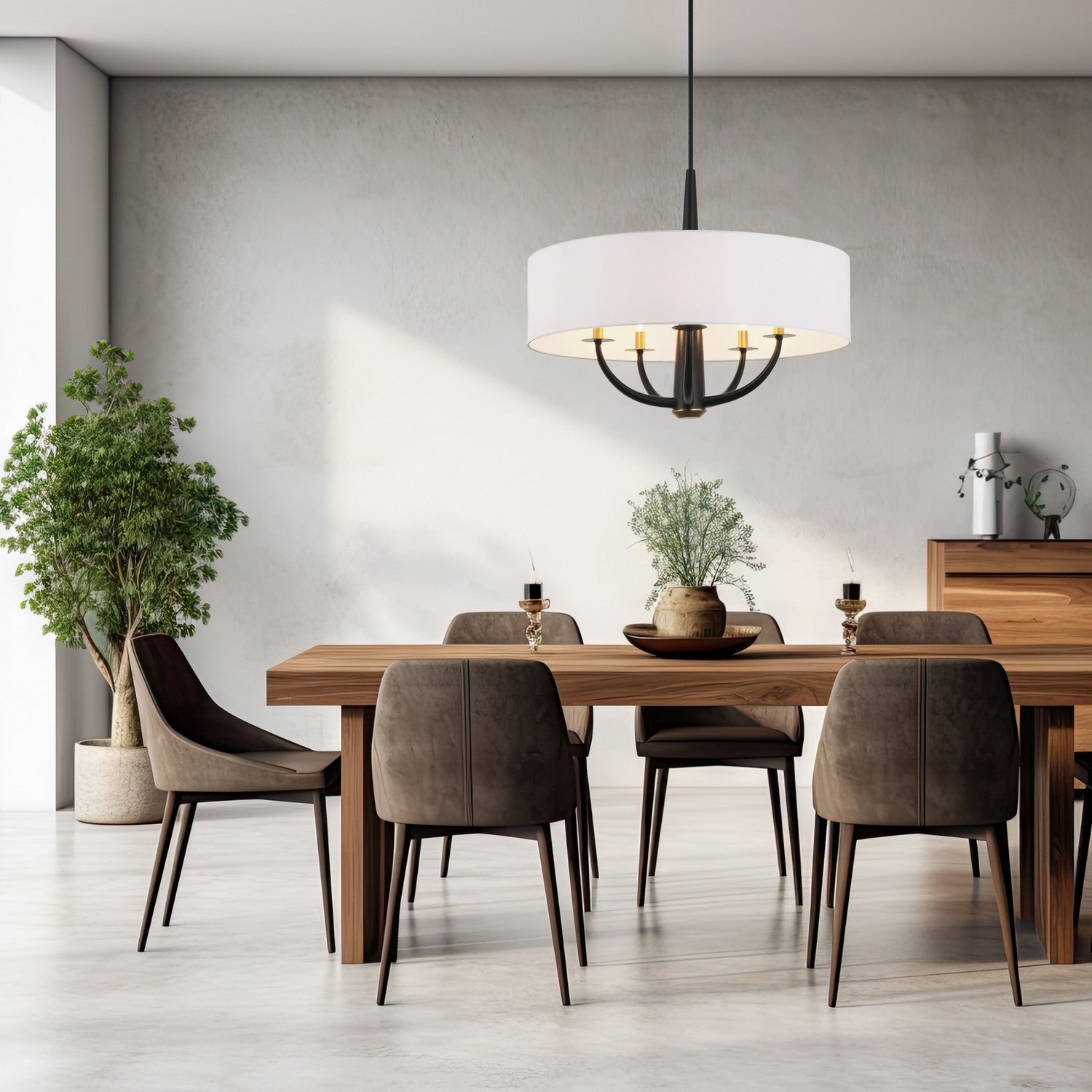 Varaluz - 503P05BLSB - Five Light Pendant - Patchwork - Black/Satin Brass