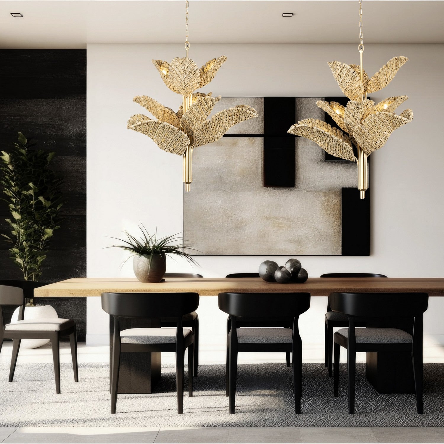 Varaluz - 901C09FGN - Nine Light Chandelier - Banana Leaf - French Gold/Natural Seagrass
