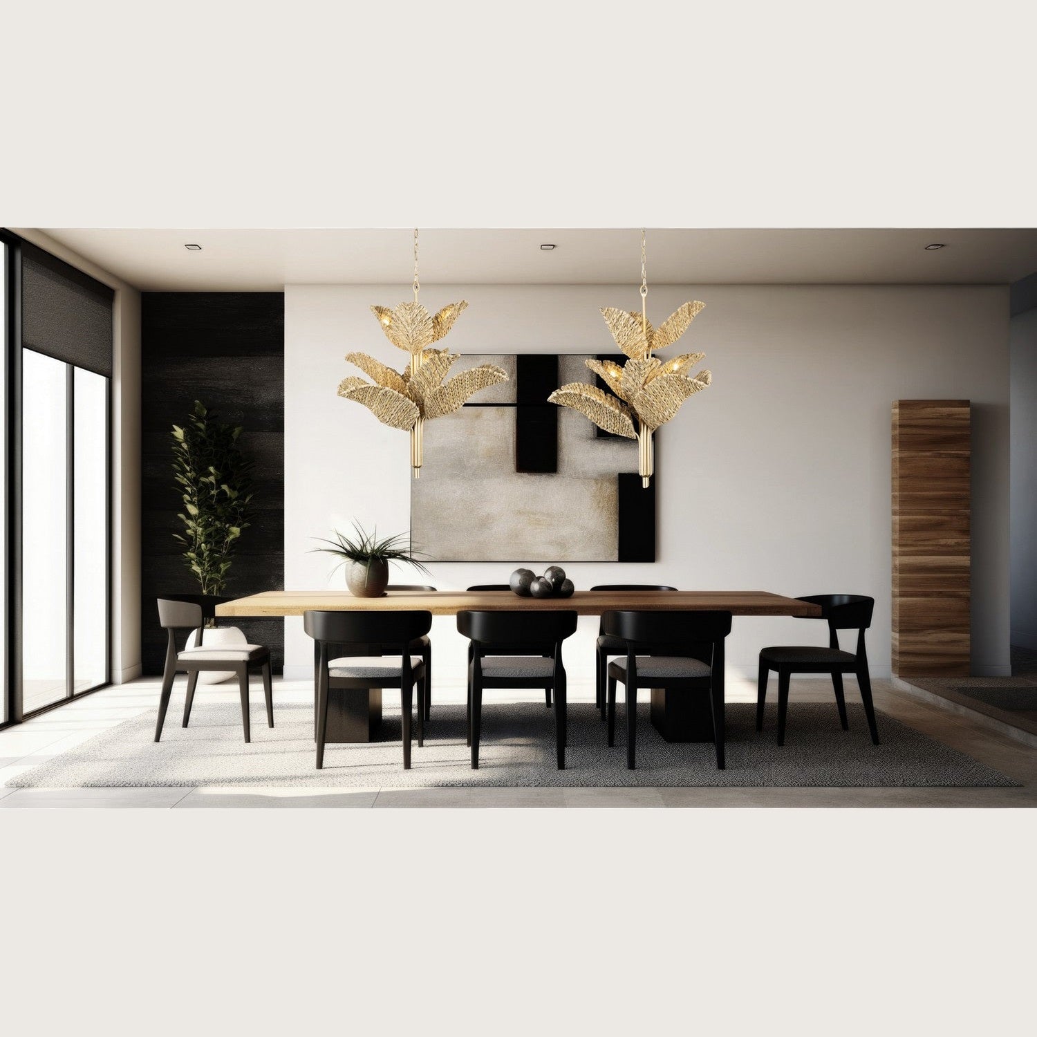 Varaluz - 901C09FGN - Nine Light Chandelier - Banana Leaf - French Gold/Natural Seagrass