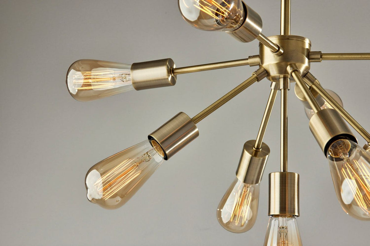 Adesso Home - 3791-21 - Nine Light Floor Lamp - Sputnik - Antique Brass