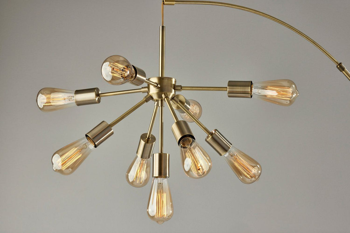 Adesso Home - 3791-21 - Nine Light Floor Lamp - Sputnik - Antique Brass