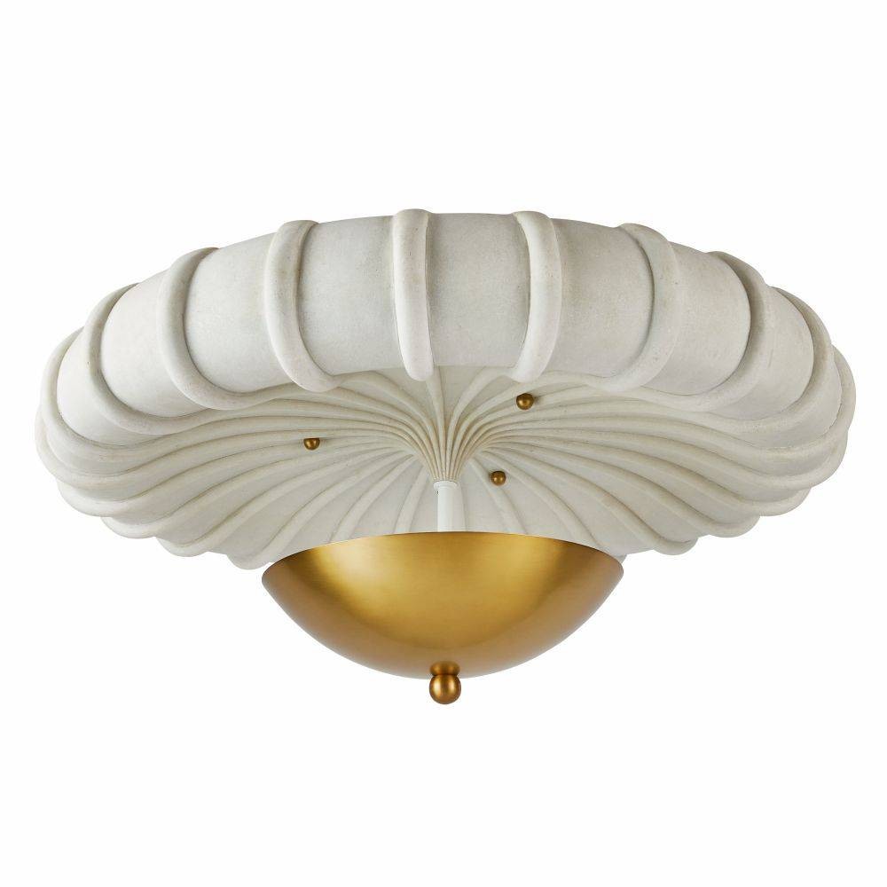 Arteriors - DFC12 - Three Light Flush Mount - Camella - Ivory/Antique Brass