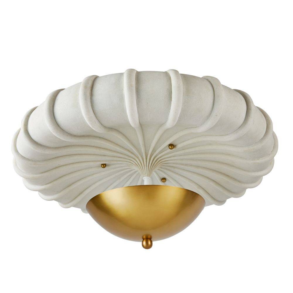 Arteriors - DFC12 - Three Light Flush Mount - Camella - Ivory/Antique Brass