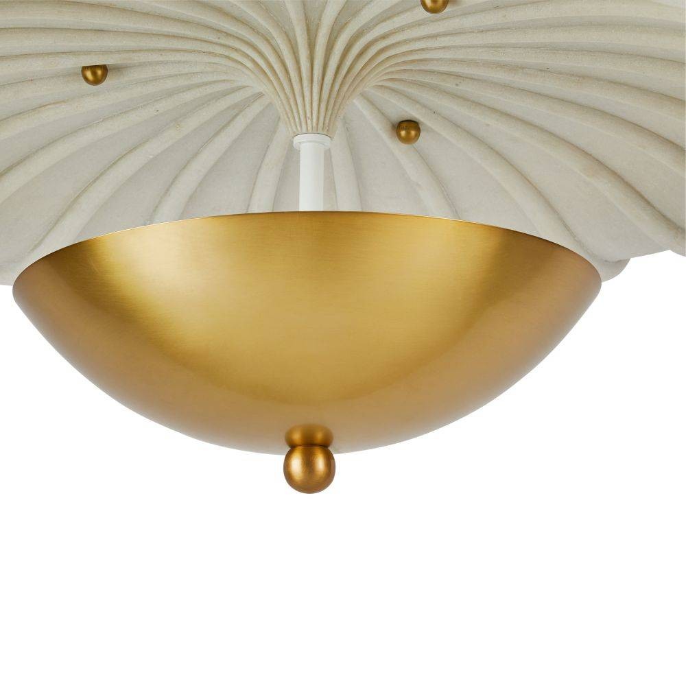 Arteriors - DFC12 - Three Light Flush Mount - Camella - Ivory/Antique Brass