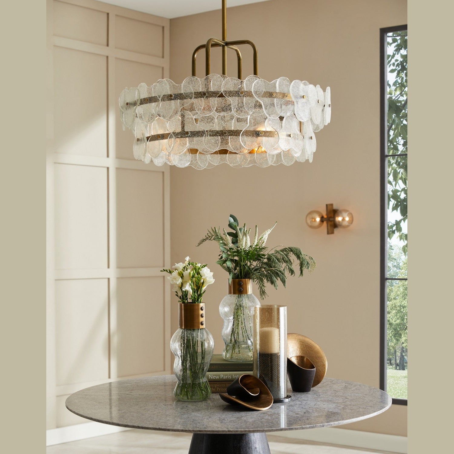 Arteriors - DMI15 - Four Light Chandelier - Cascade - Clear/Antique Brass
