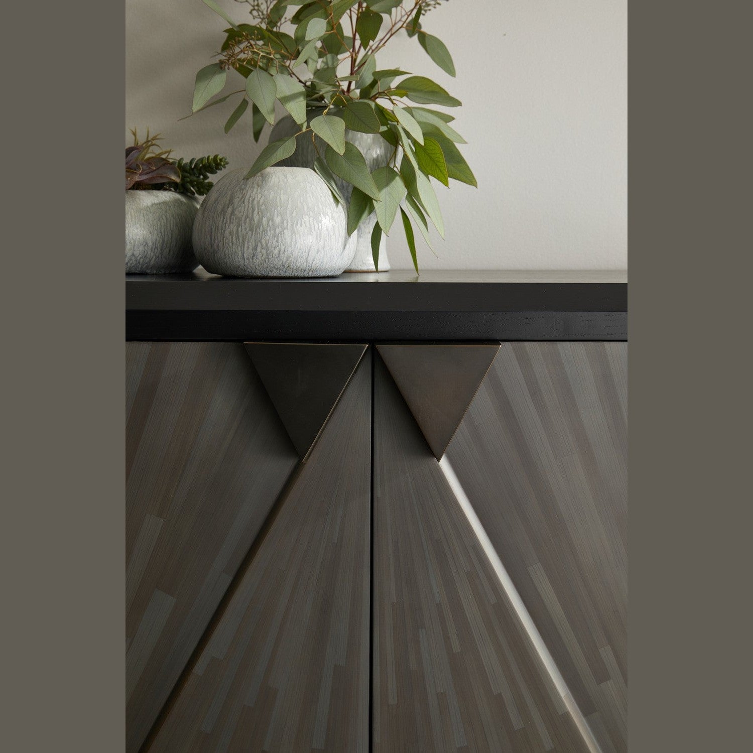 Arteriors - FNS13 - Cabinet - Ellington - Gray Straw Marquetry/Ebony/Bronze