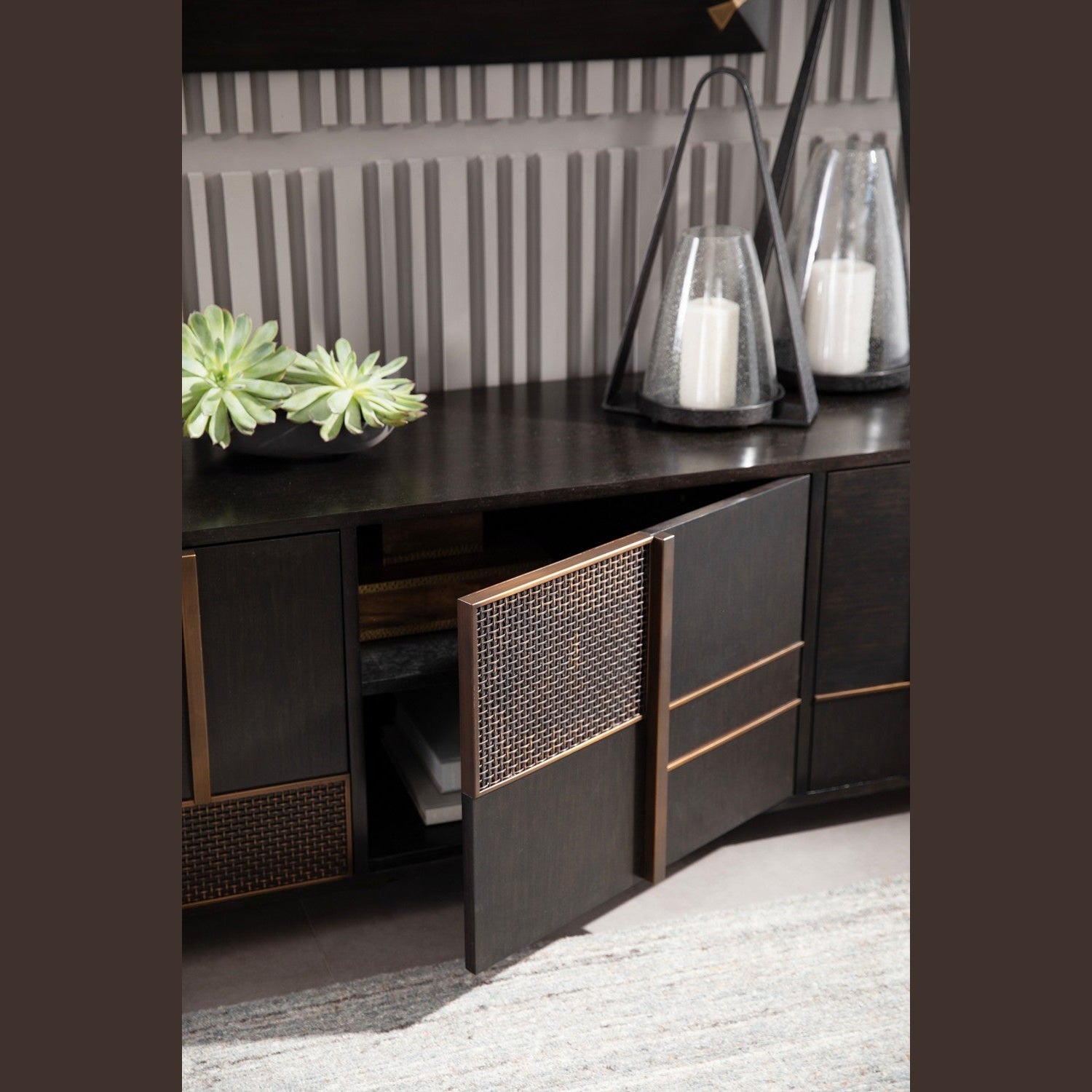 Arteriors - FZS11 - Credenza - Demi - Ebony/Antique Brass/Ebony