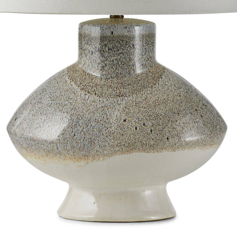 Arteriors - PTC33-103 - One Light Table Lamp - Ginn - Pebble Reactive/Antique Brass/Off-White/Off-White