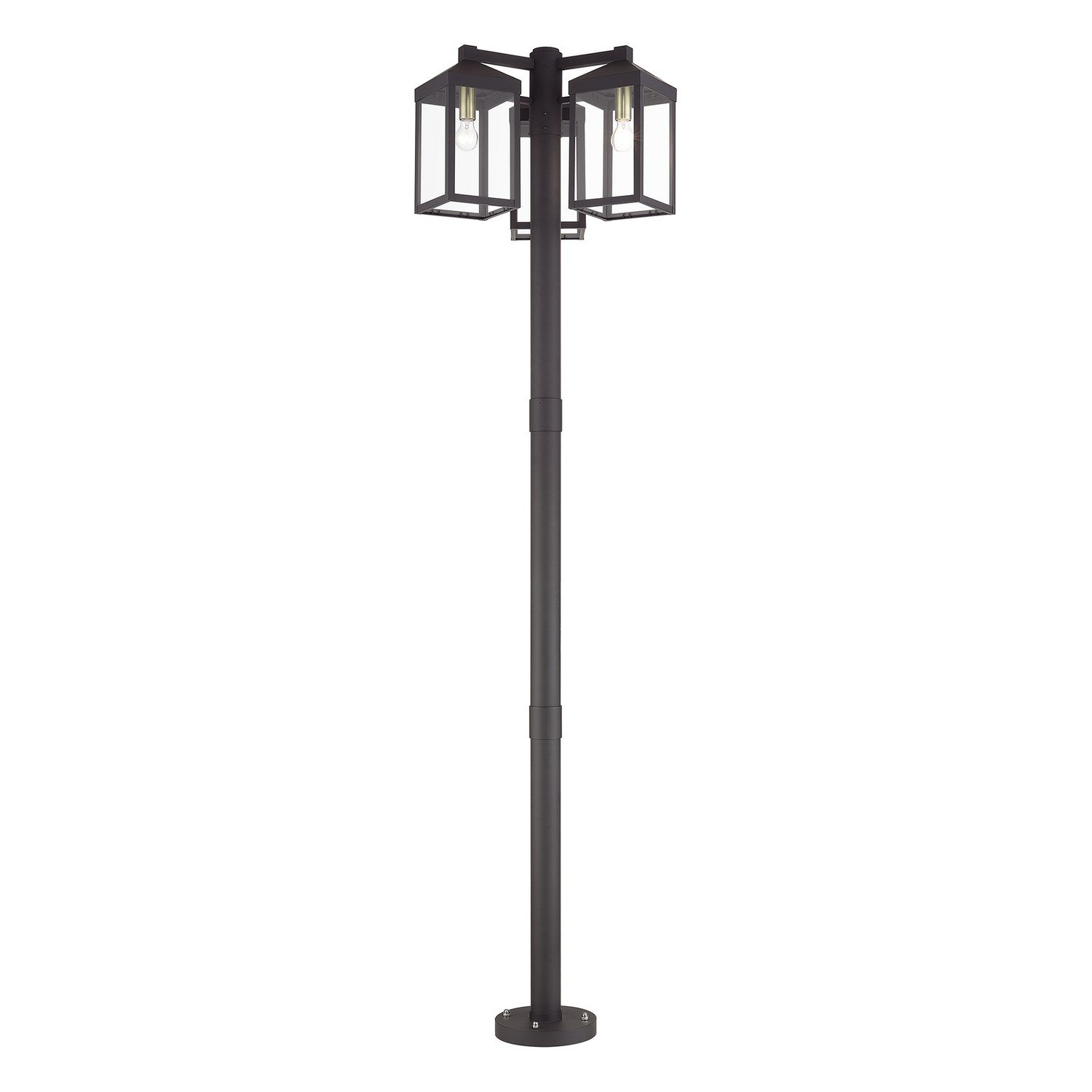 Livex Lighting - 20597-07 - Three Head Outdoor Post Light - Nyack - Bronze with Antique Brass