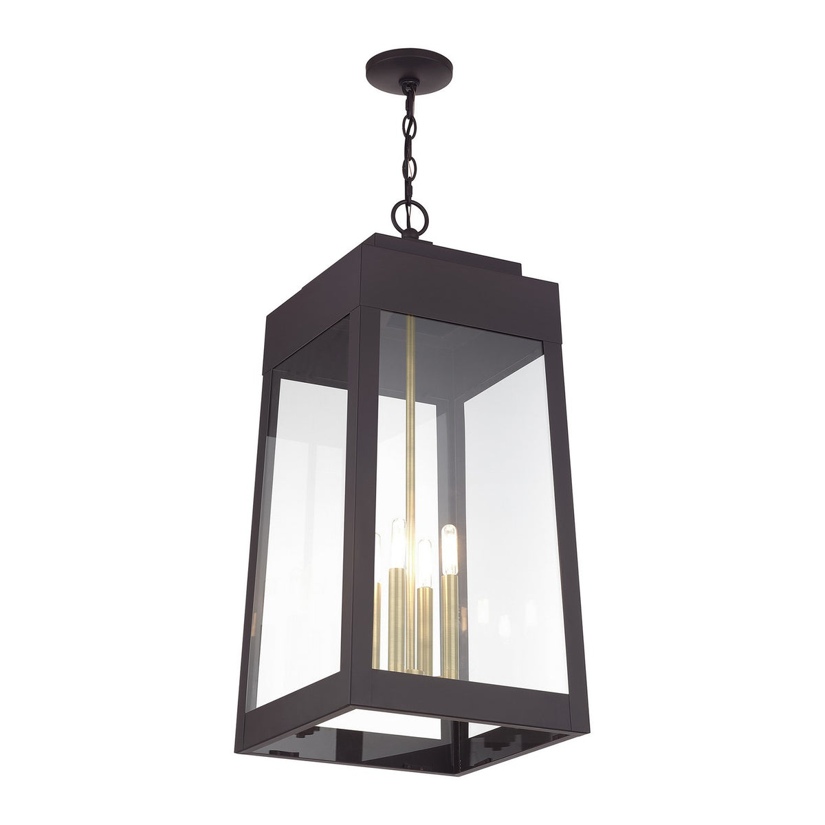 Livex Lighting - 20863-07 - Four Light Outdoor Pendant - Oslo - Bronze with Antique Brass