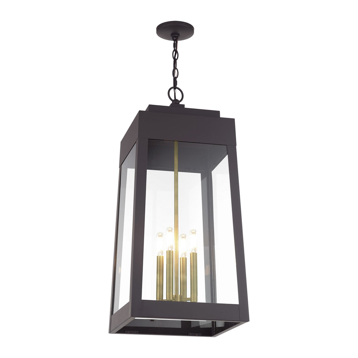 Livex Lighting - 20863-07 - Four Light Outdoor Pendant - Oslo - Bronze with Antique Brass