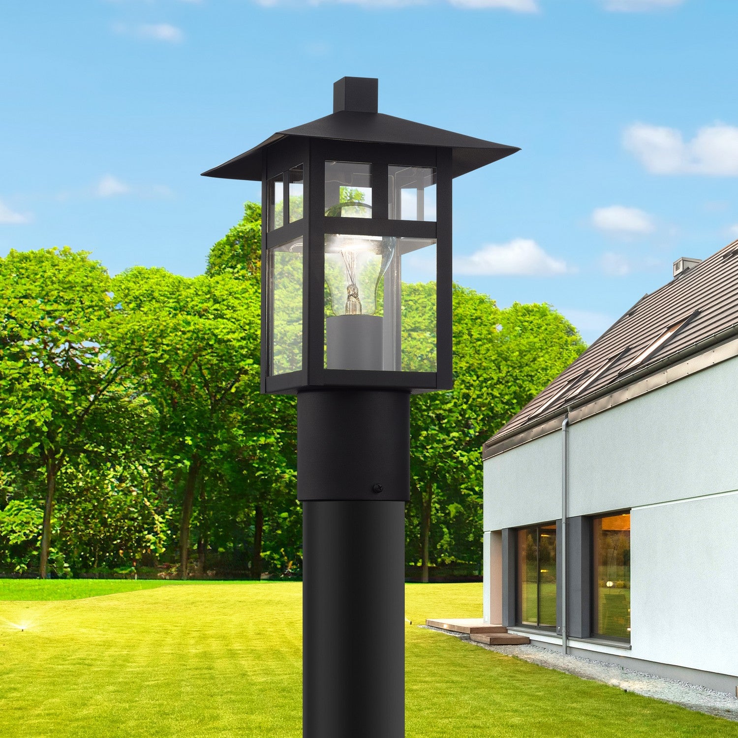 Livex Lighting - 21324-14 - One Light Outdoor Post Top Lantern - Crestlake - Textured Black