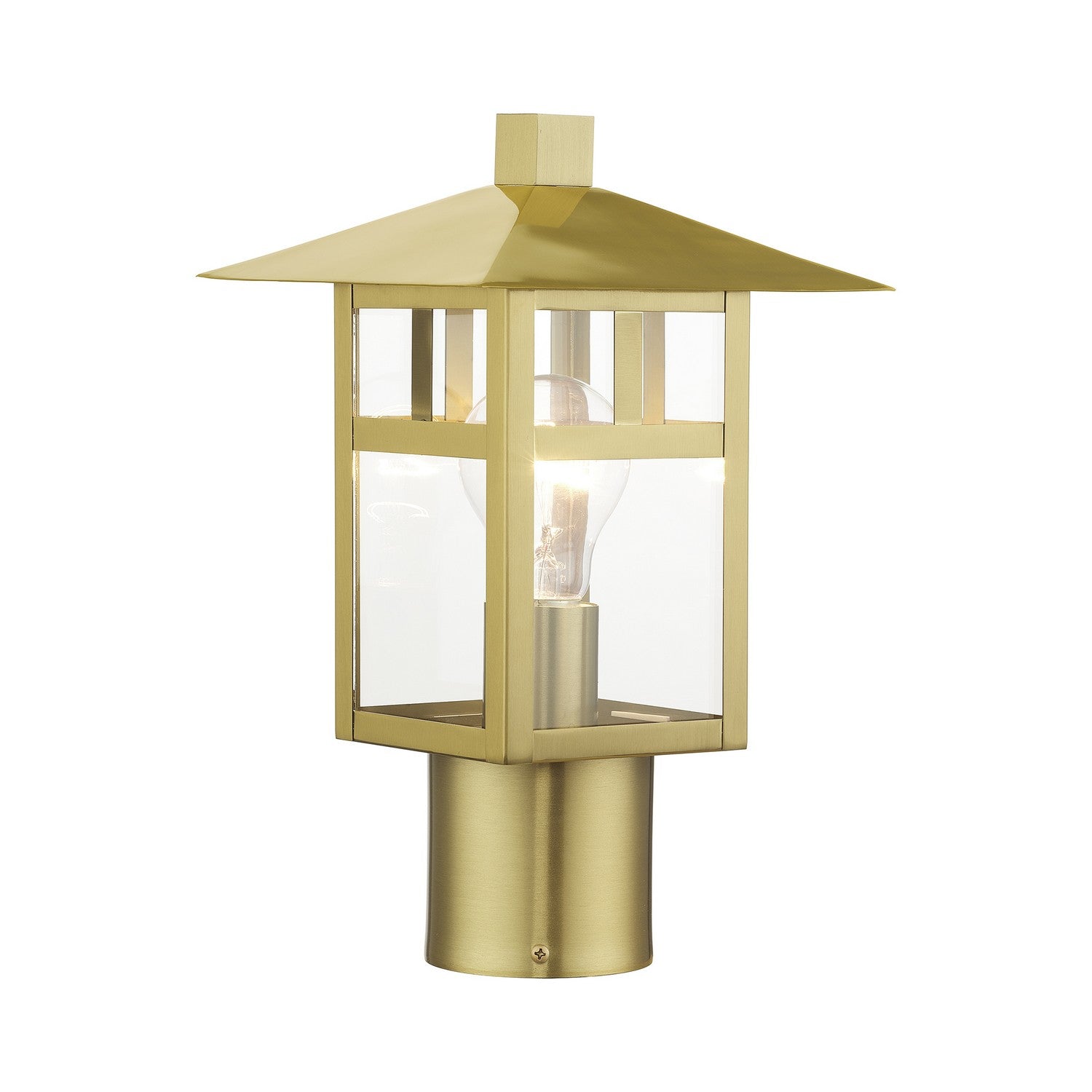 Livex Lighting - 21324-32 - One Light Outdoor Post Top Lantern - Crestlake - Satin Gold