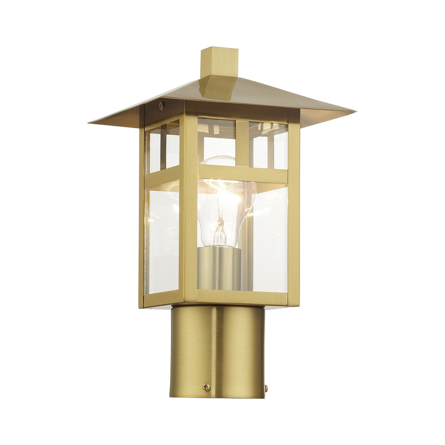 Livex Lighting - 21324-32 - One Light Outdoor Post Top Lantern - Crestlake - Satin Gold