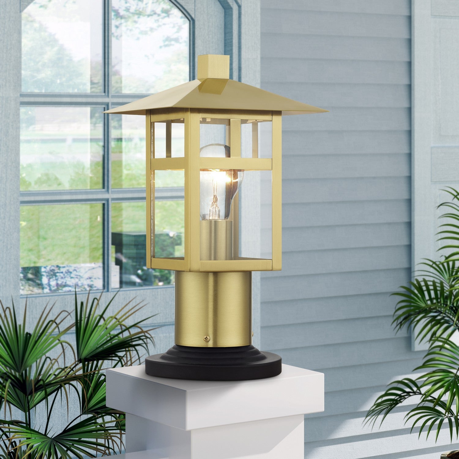 Livex Lighting - 21324-32 - One Light Outdoor Post Top Lantern - Crestlake - Satin Gold