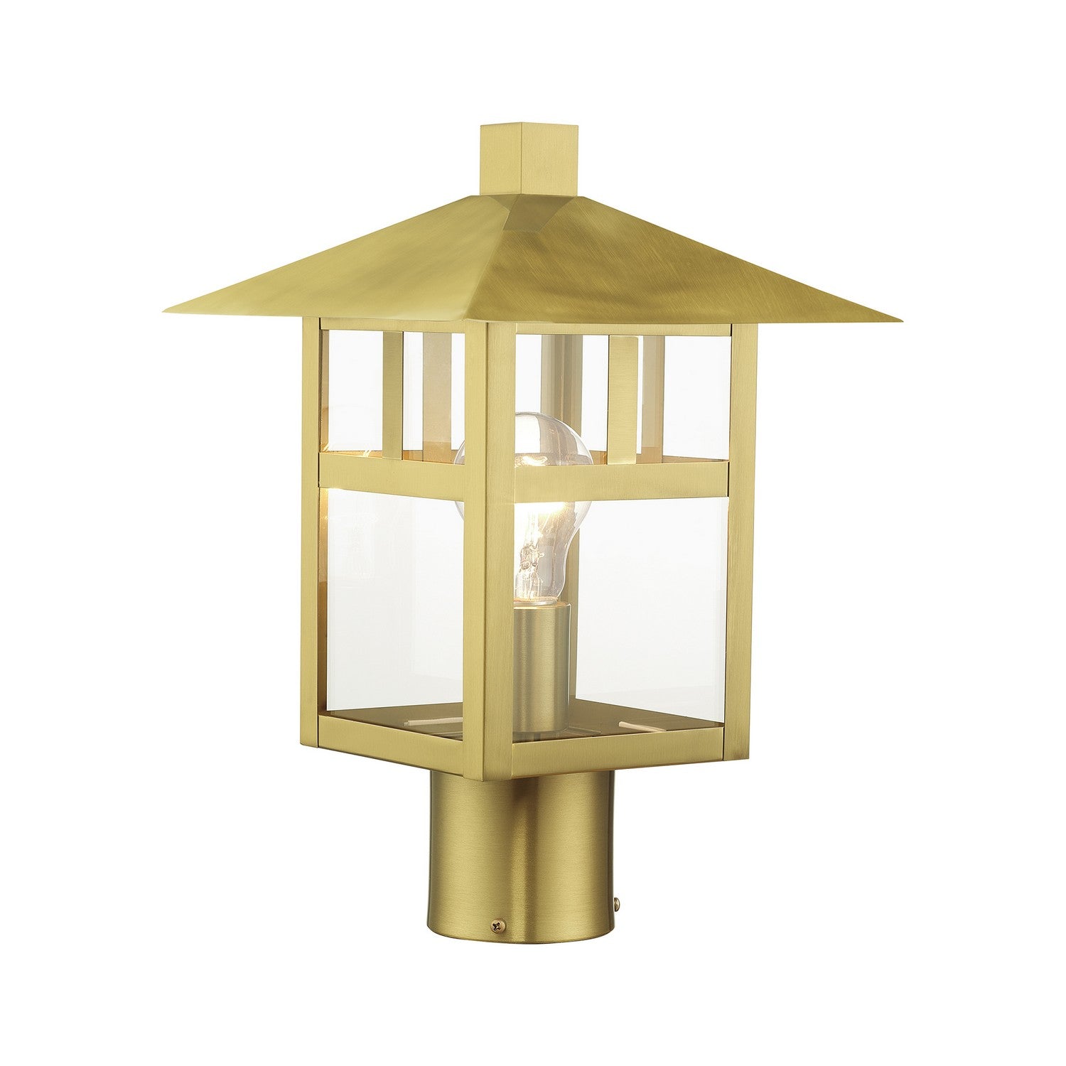 Livex Lighting - 21325-32 - One Light Outdoor Post Top Lantern - Crestlake - Satin Gold