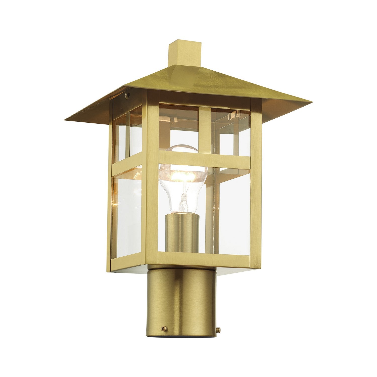 Livex Lighting - 21325-32 - One Light Outdoor Post Top Lantern - Crestlake - Satin Gold