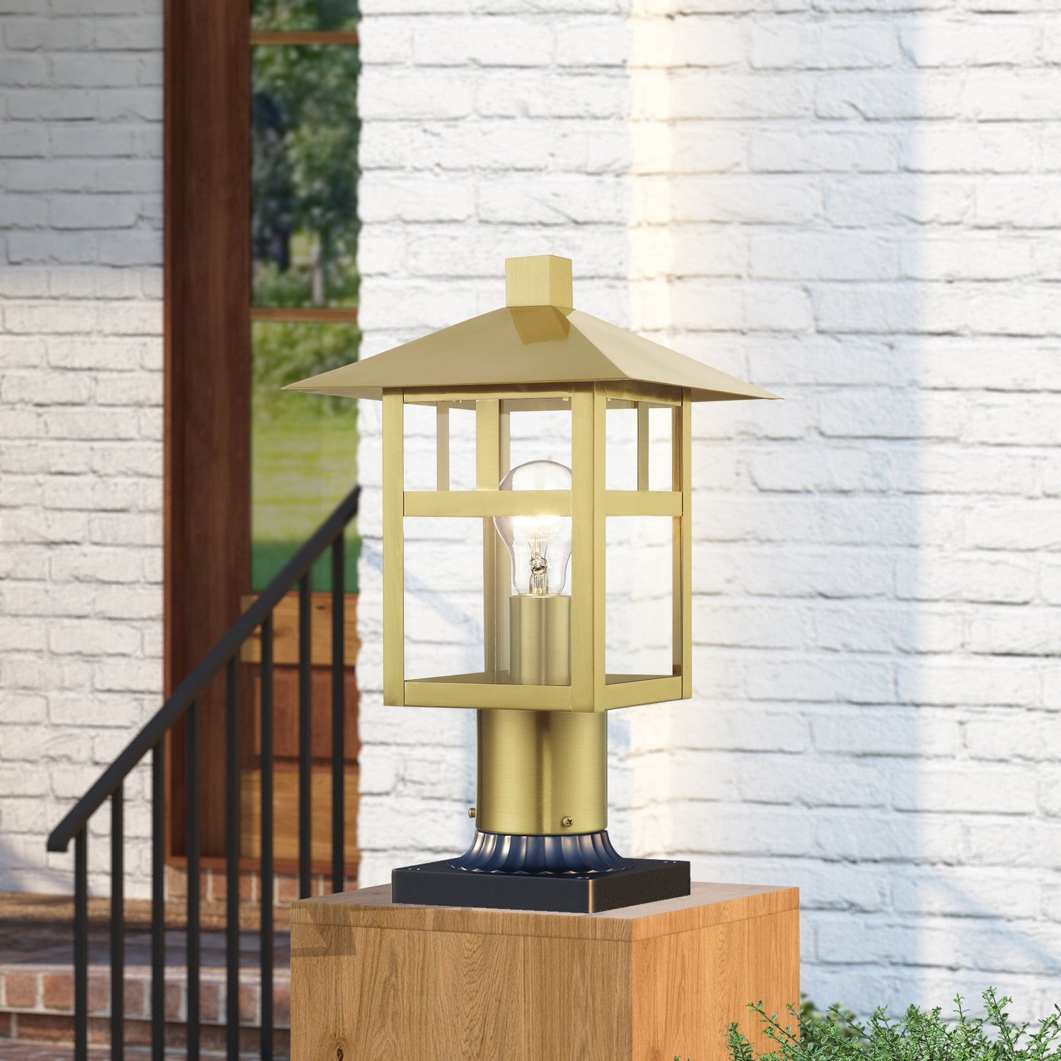 Livex Lighting - 21325-32 - One Light Outdoor Post Top Lantern - Crestlake - Satin Gold
