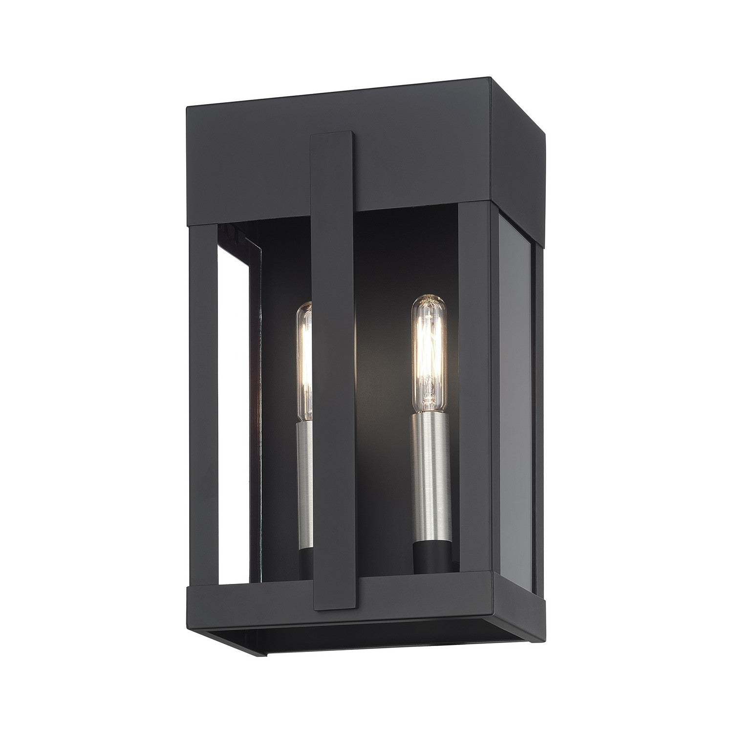 Livex Lighting - 28962-04 - Two Light Outdoor Wall Lantern - Berksford - Black with Brushed Nickel