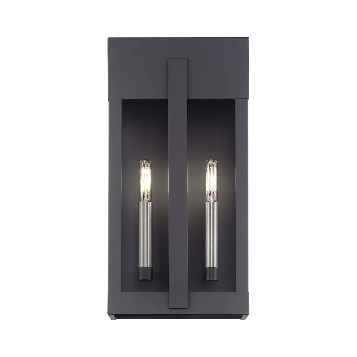 Livex Lighting - 28963-04 - Two Light Outdoor Wall Lantern - Berksford - Black with Brushed Nickel