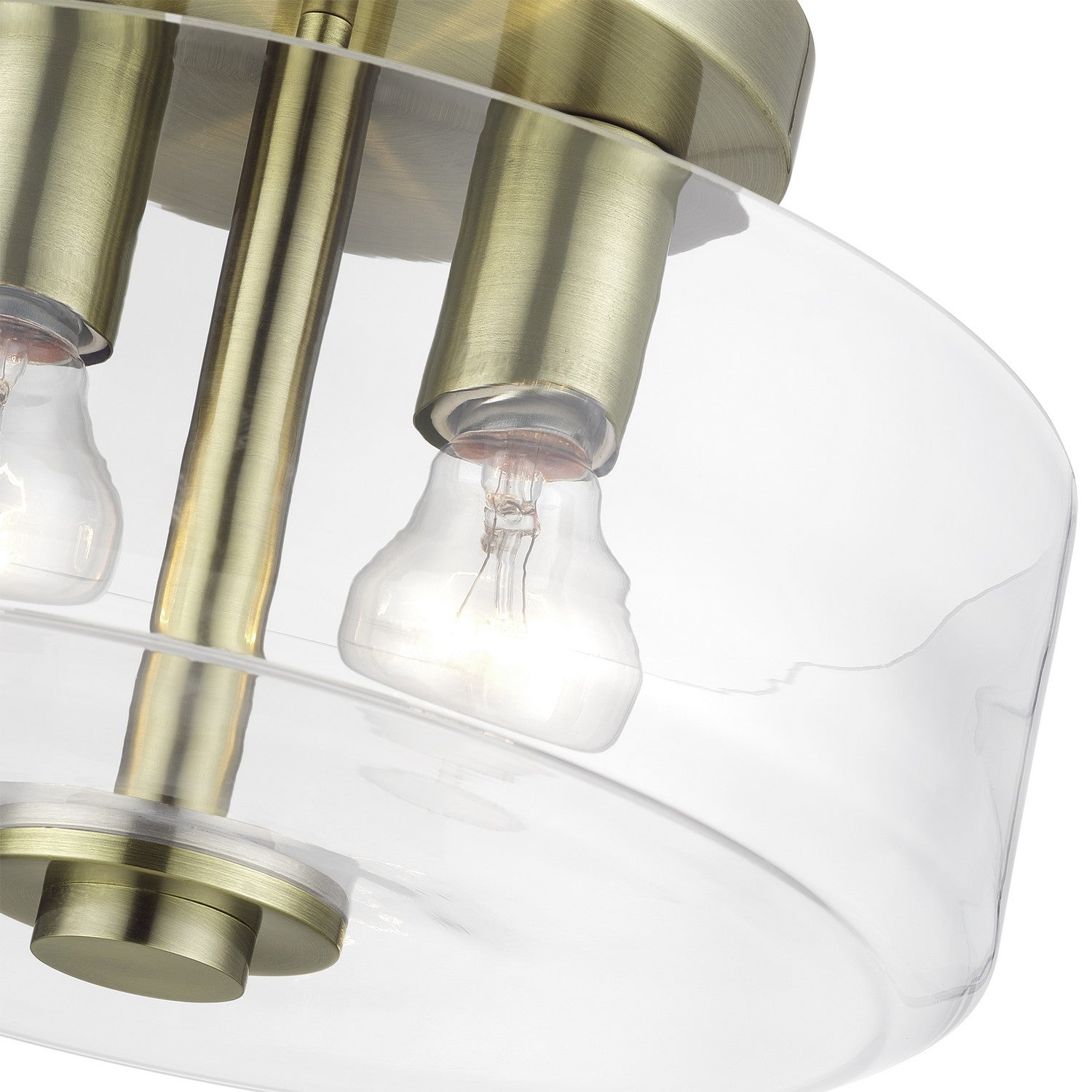 Livex Lighting - 46122-01 - Two Light Semi-Flush Mount - Whitworth - Antique Brass