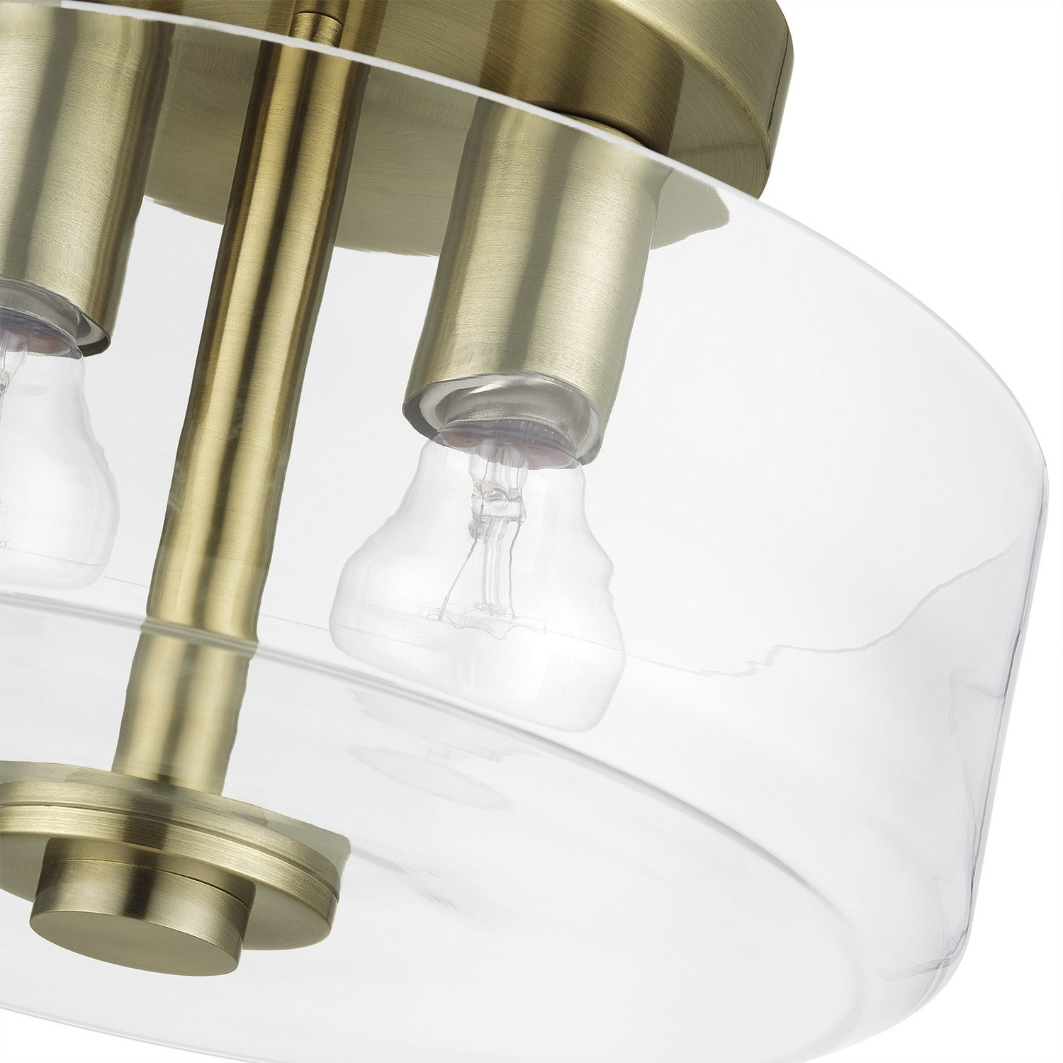 Livex Lighting - 46122-01 - Two Light Semi-Flush Mount - Whitworth - Antique Brass
