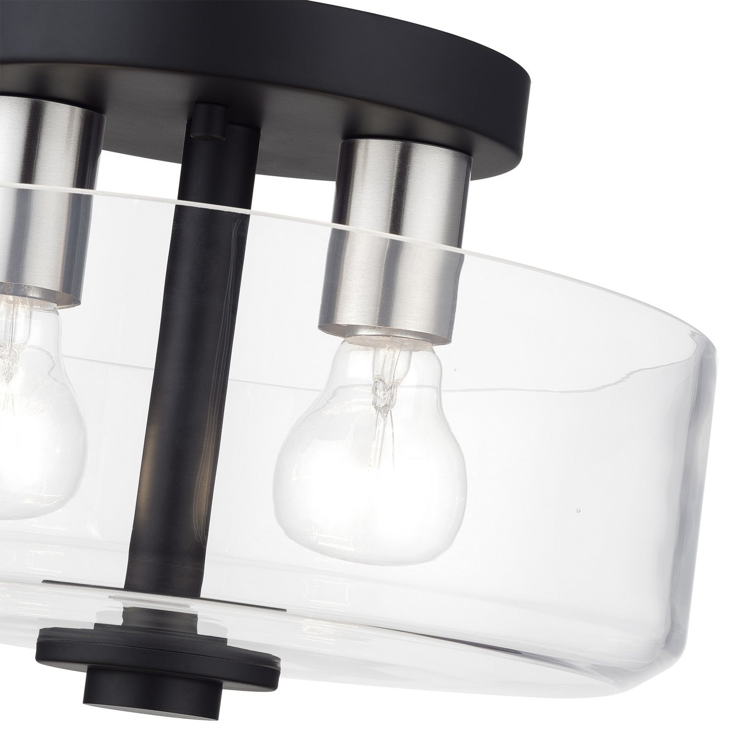 Livex Lighting - 46122-04 - Two Light Semi-Flush Mount - Whitworth - Black with Brushed Nickel