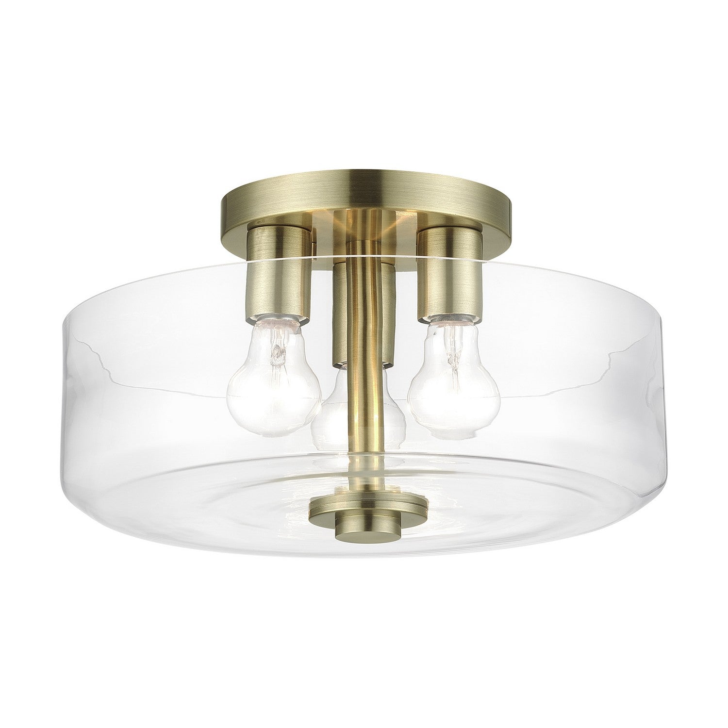 Livex Lighting - 46123-01 - Three Light Semi-Flush Mount - Whitworth - Antique Brass