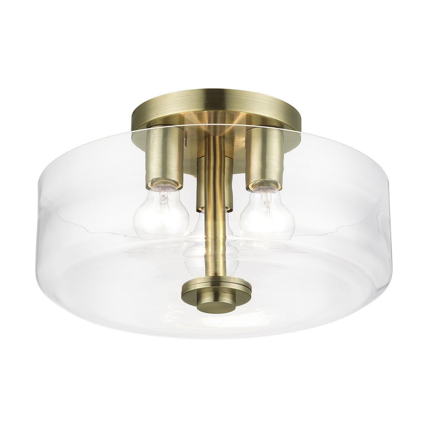 Livex Lighting - 46123-01 - Three Light Semi-Flush Mount - Whitworth - Antique Brass