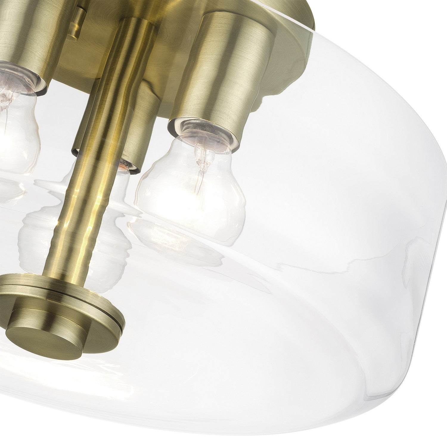 Livex Lighting - 46123-01 - Three Light Semi-Flush Mount - Whitworth - Antique Brass