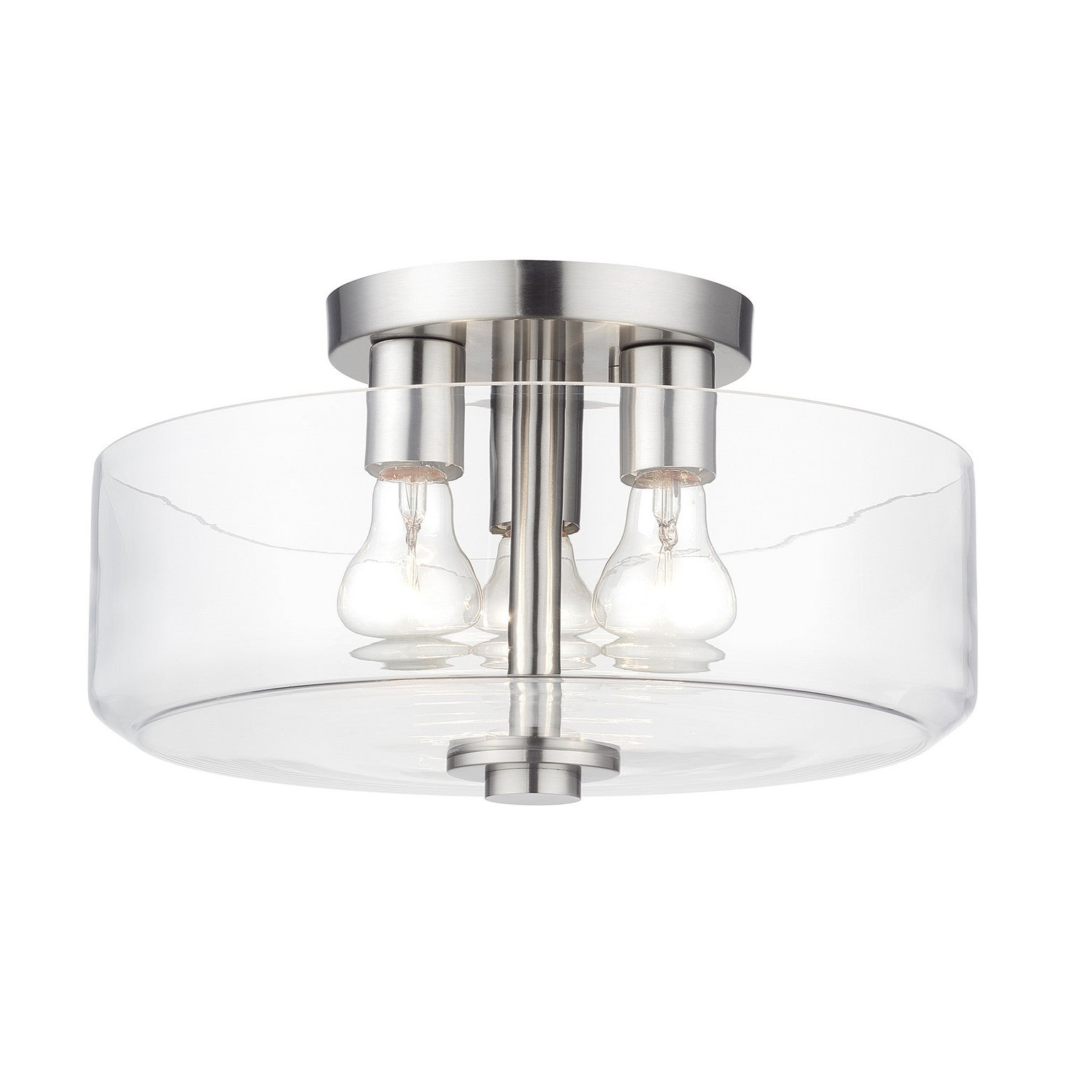 Livex Lighting - 46123-91 - Three Light Semi-Flush Mount - Whitworth - Brushed Nickel
