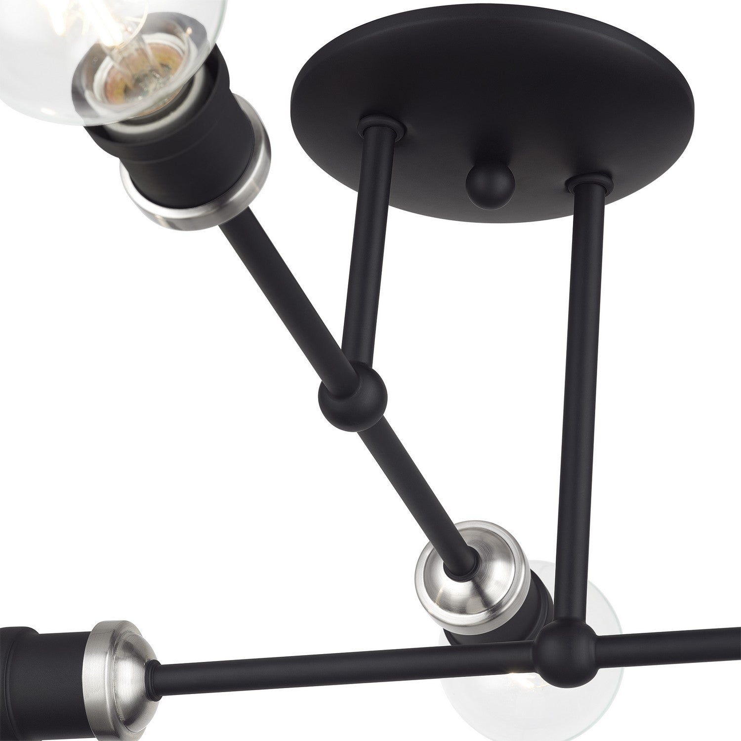 Livex Lighting - 47176-04 - Four Light Semi-Flush Mount - Delacroix - Black with Brushed Nickel