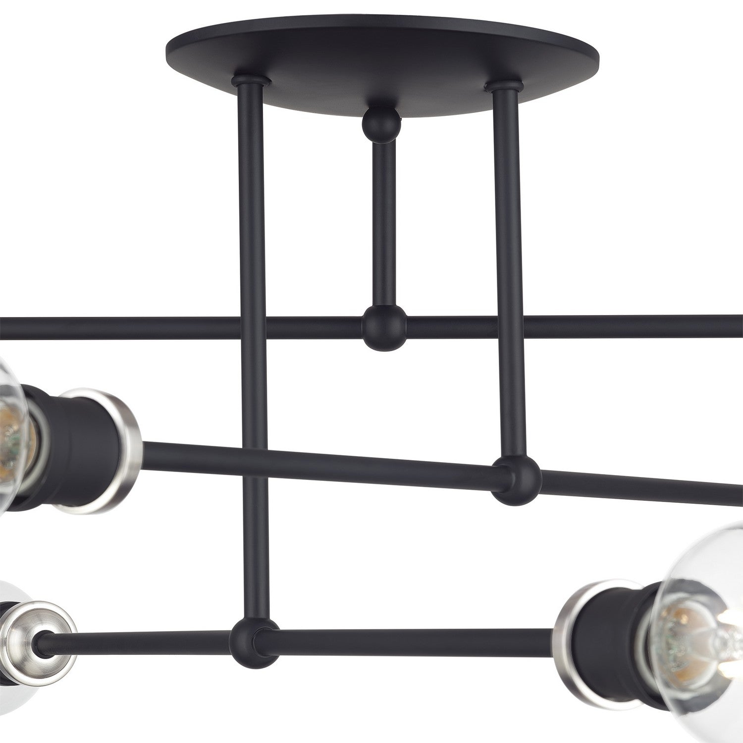 Livex Lighting - 47178-04 - Six Light Semi-Flush Mount - Delacroix - Black with Brushed Nickel