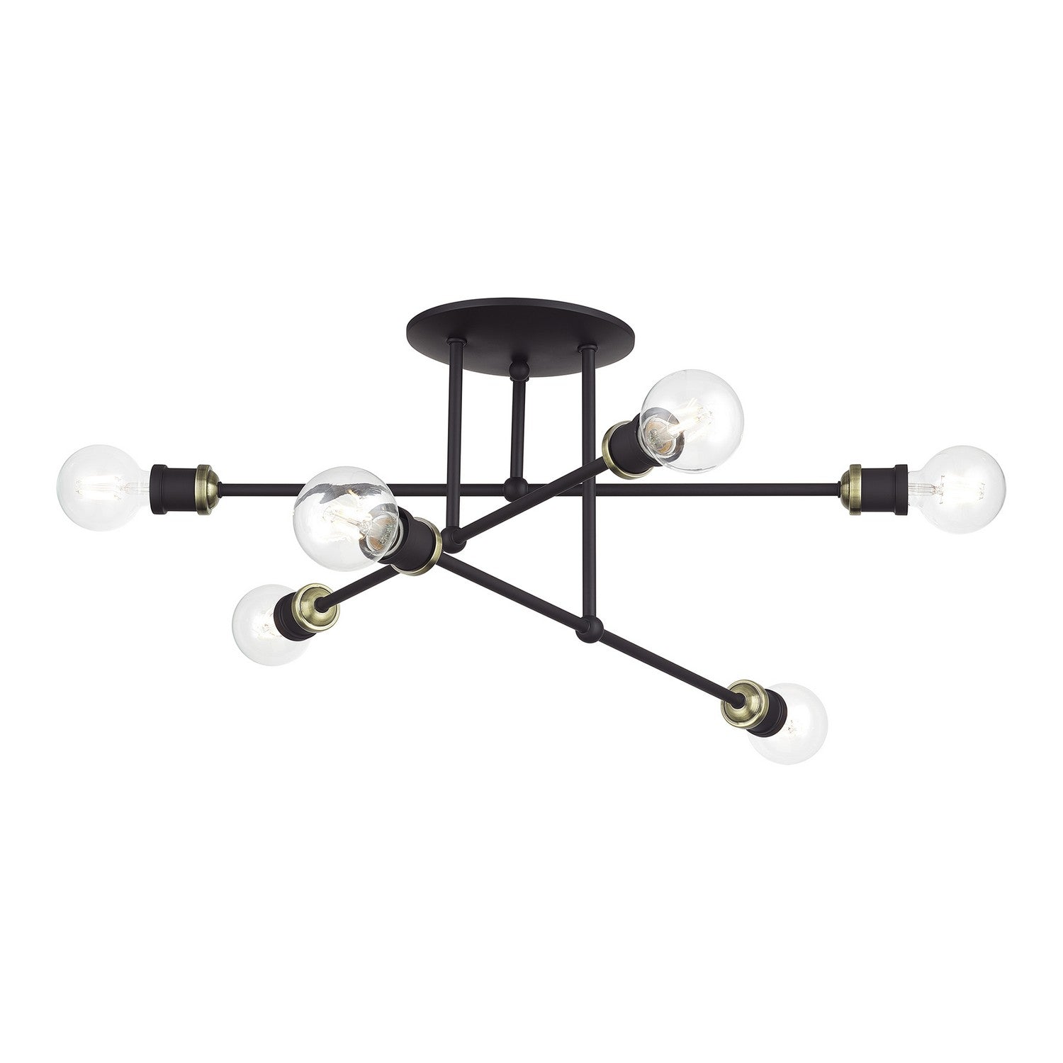 Livex Lighting - 47178-07 - Six Light Semi-Flush Mount - Delacroix - Bronze with Antique Brass
