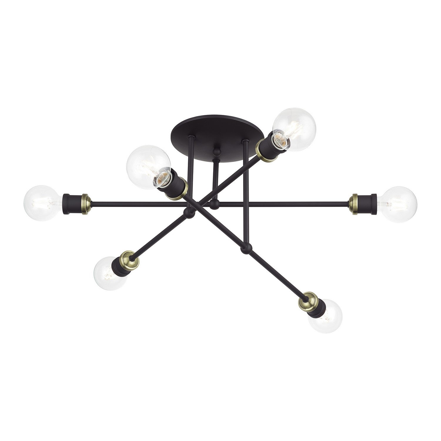 Livex Lighting - 47178-07 - Six Light Semi-Flush Mount - Delacroix - Bronze with Antique Brass