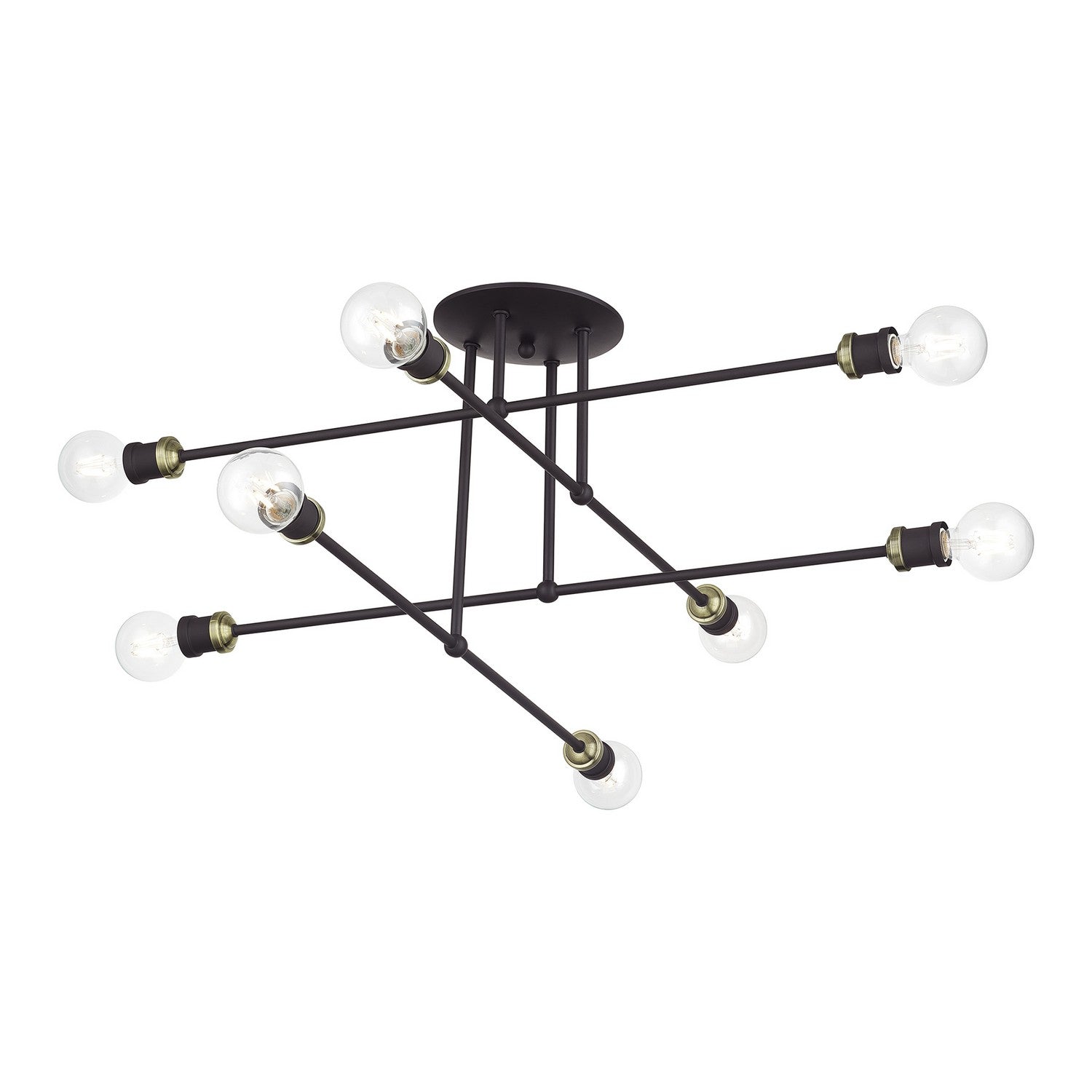 Livex Lighting - 47179-07 - Eight Light Semi-Flush Mount - Delacroix - Bronze with Antique Brass