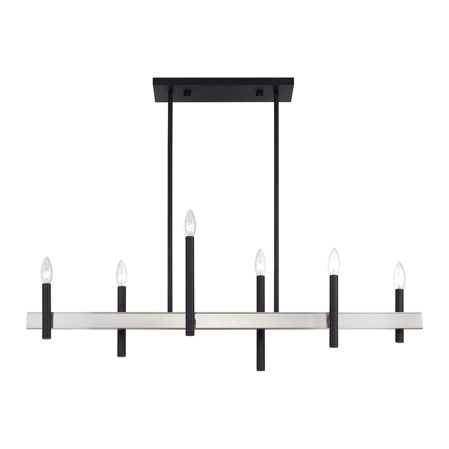 Livex Lighting - 49336-04 - Six Light Linear Chandelier - Denmark - Black with Brushed Nickel