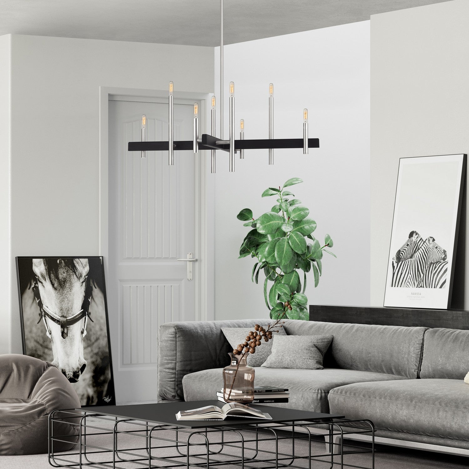Livex Lighting - 49347-91 - Eight Light Chandelier - Denmark - Brushed Nickel with Black