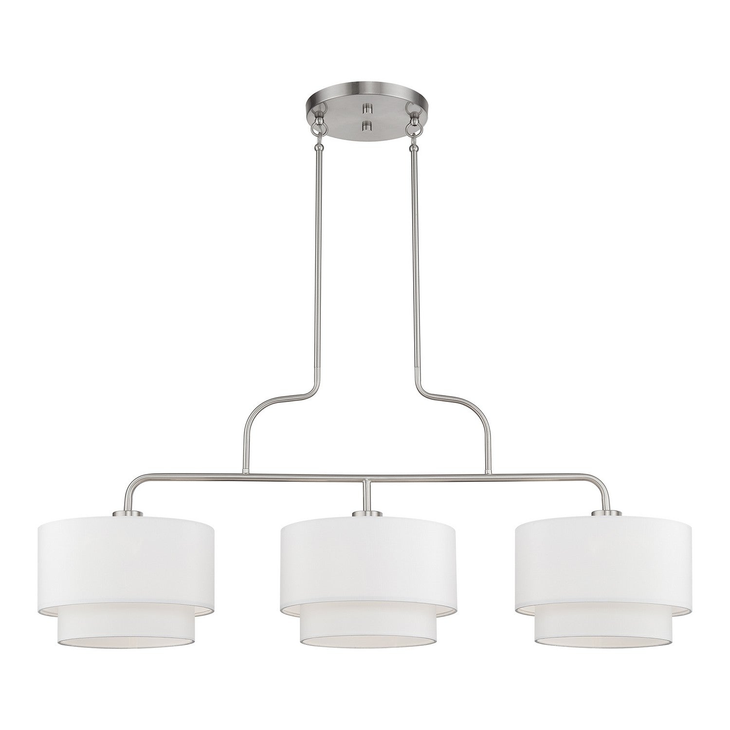 Livex Lighting - 50303-91 - Three Light Linear Chandelier - Manorwood - Brushed Nickel