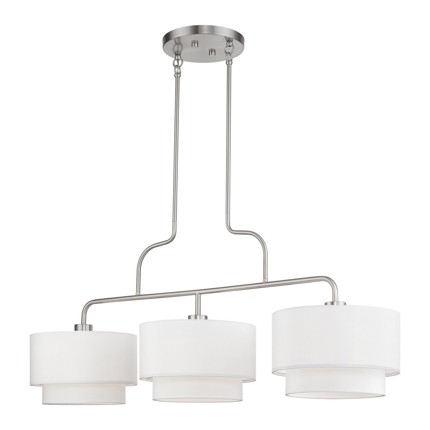 Livex Lighting - 50303-91 - Three Light Linear Chandelier - Manorwood - Brushed Nickel