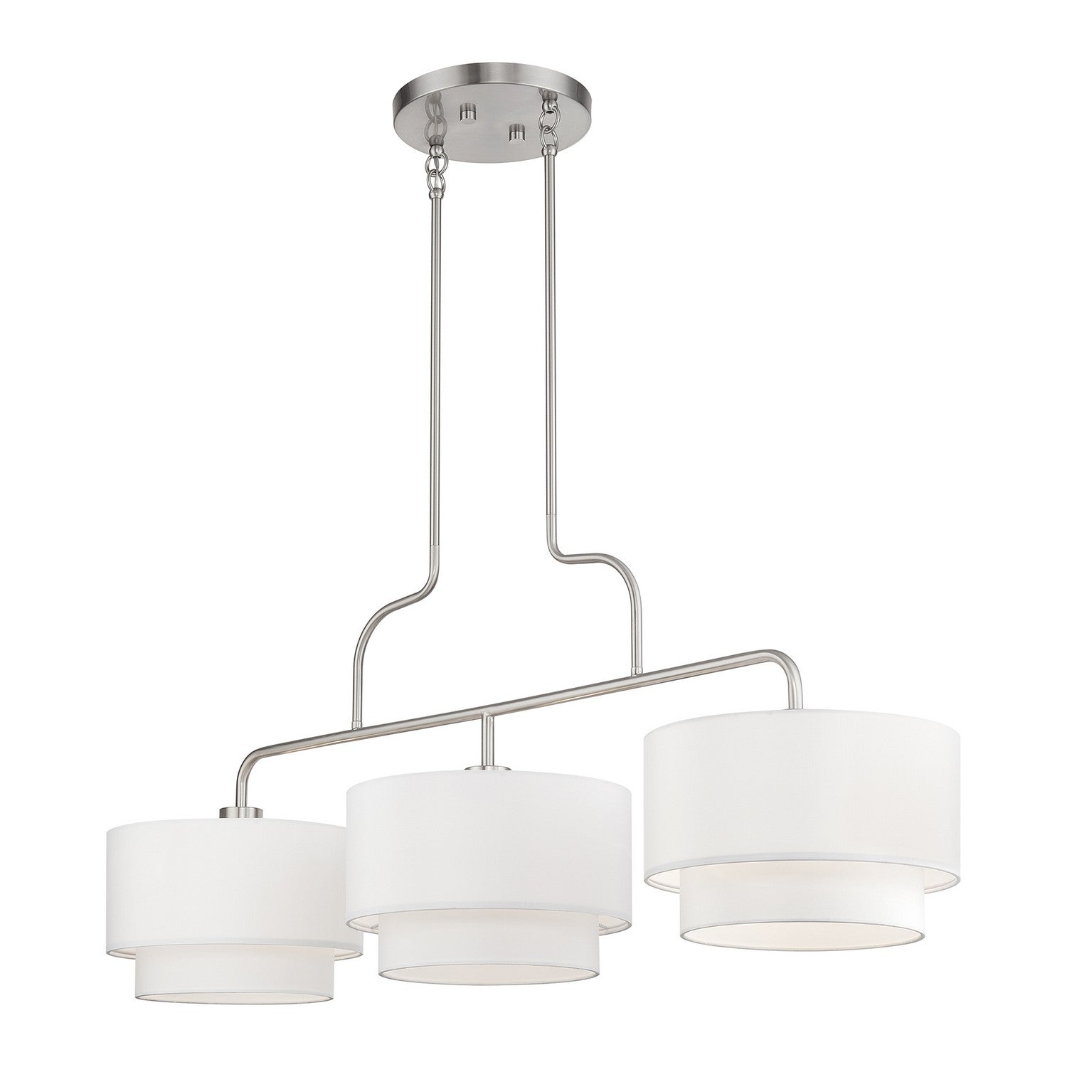 Livex Lighting - 50303-91 - Three Light Linear Chandelier - Manorwood - Brushed Nickel