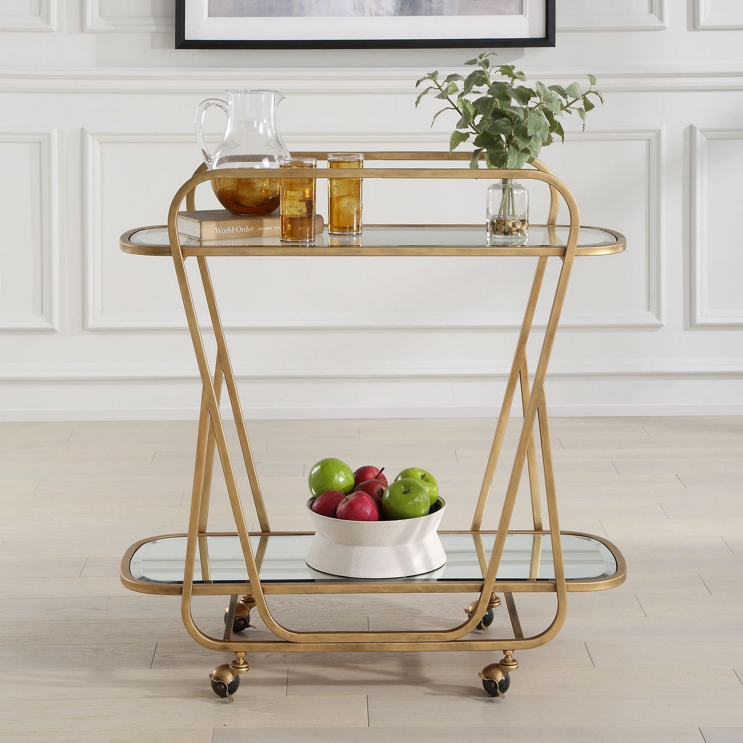 Uttermost - 22907 - Serving Cart - Swain - Antique Brass