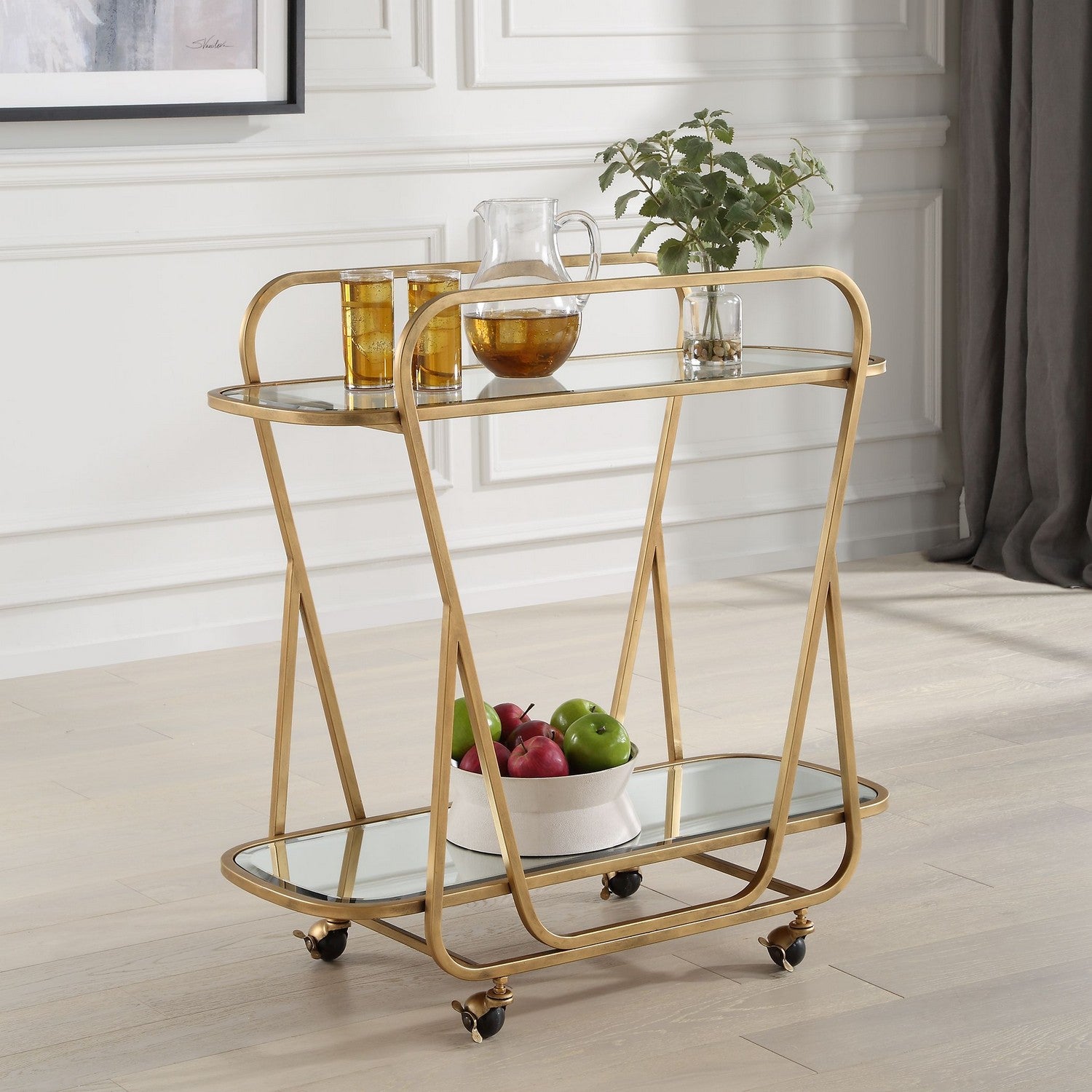 Uttermost - 22907 - Serving Cart - Swain - Antique Brass