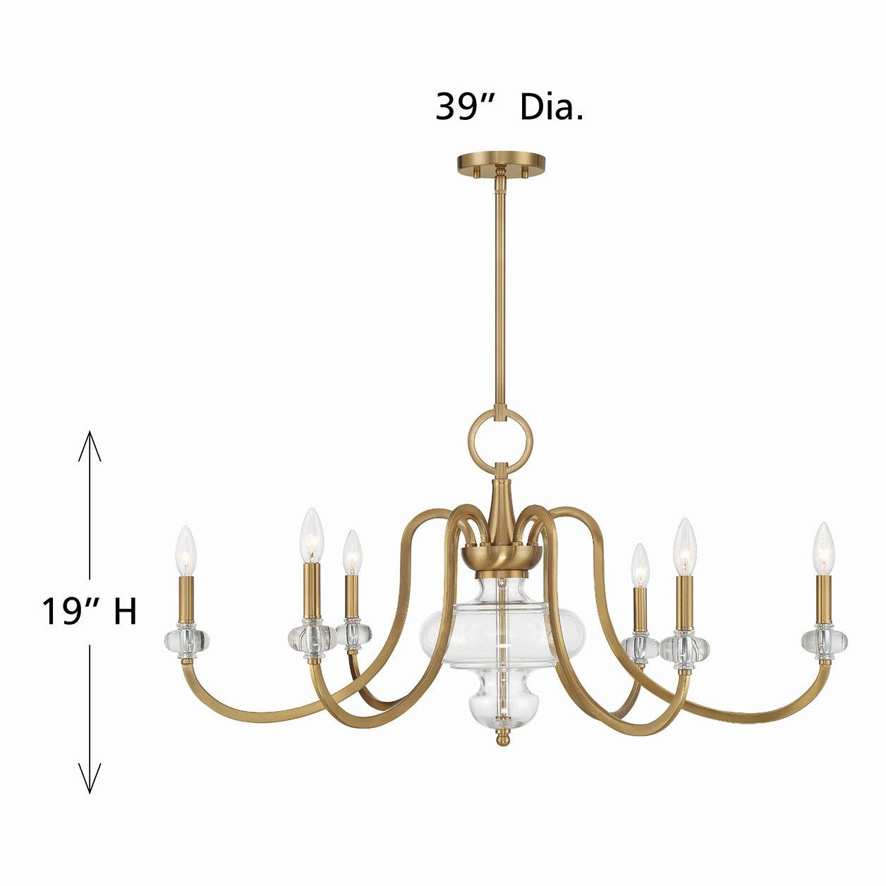 Savoy House - 1-5802-6-322 - Six Light Chandelier - Bergdorf - Warm Brass