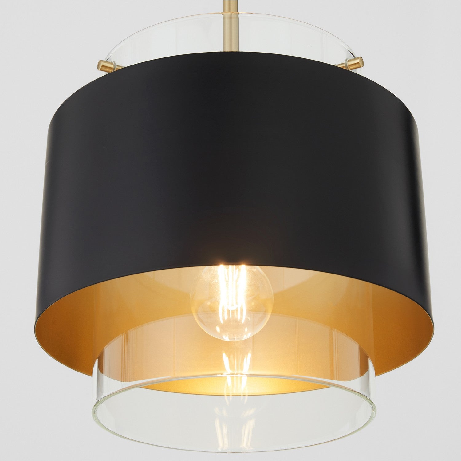 Quorum - 8012-5980 - One Light Pendant - Matte Black/Aged Brass