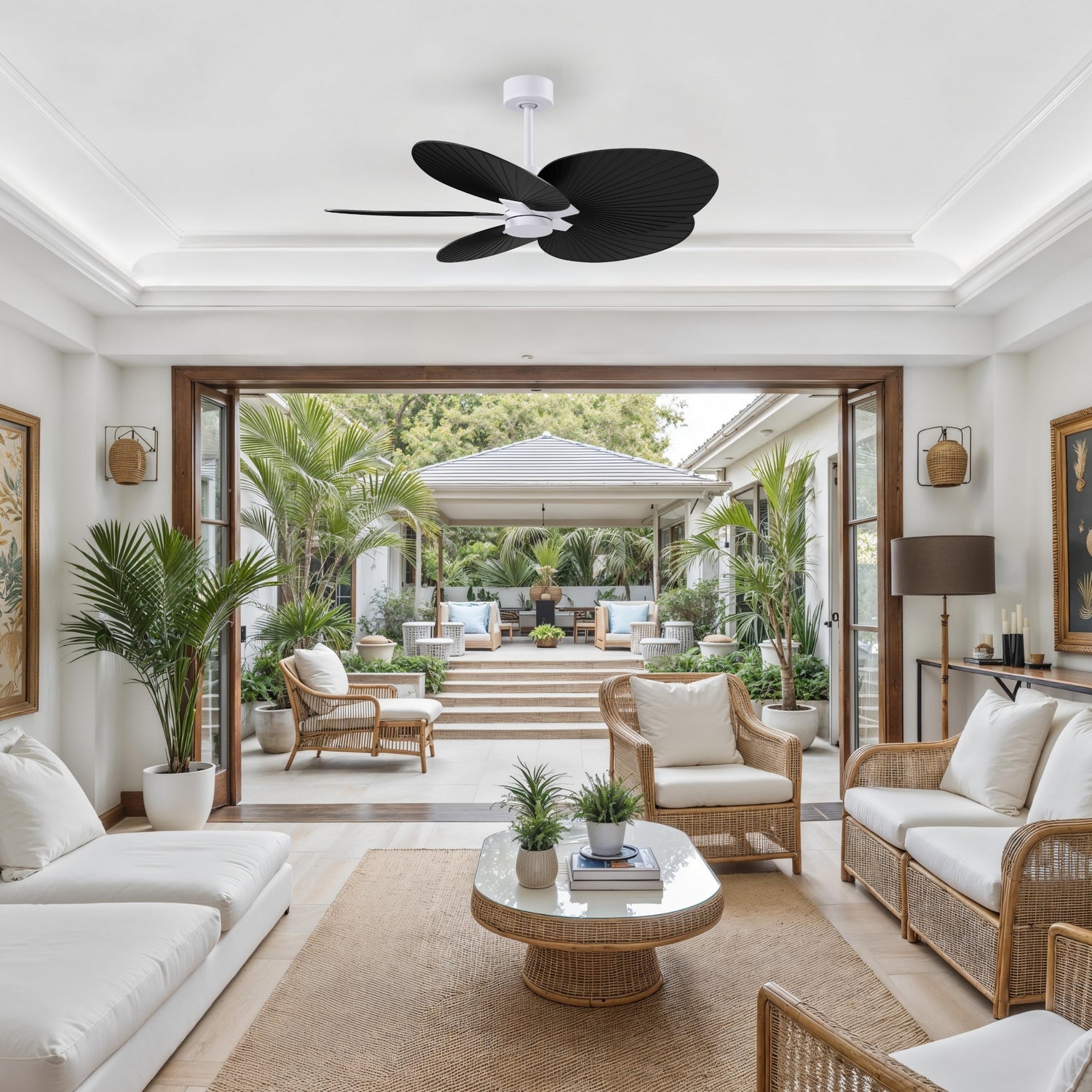 Matthews Fan Company - AKTP-MWH-BK - 48" Ceiling Fan - Alessandra Tropical - Matte White