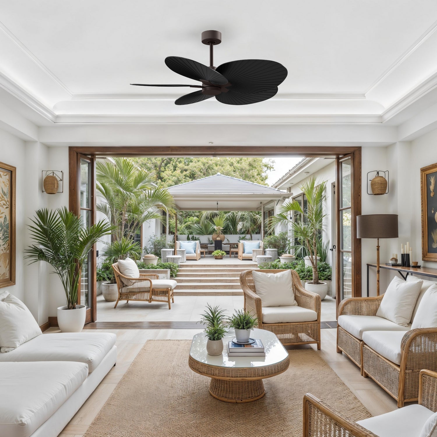 Matthews Fan Company - AKTP-TB-BK - 48" Ceiling Fan - Alessandra Tropical - Textured Bronze