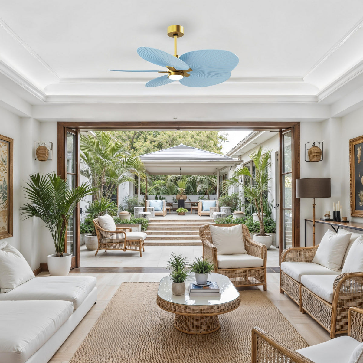 Matthews Fan Company - AKTPLK-BRBR-BL - 48" Ceiling Fan - Alessandra Tropical - LK - Brushed Brass